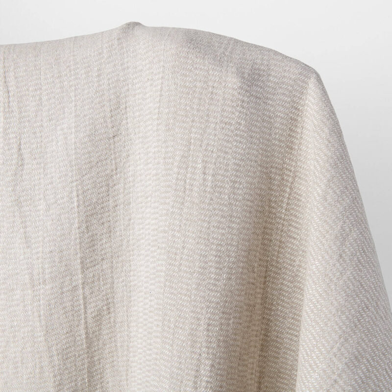 Linen fabric natural and white twill checks, washed, 145cm width