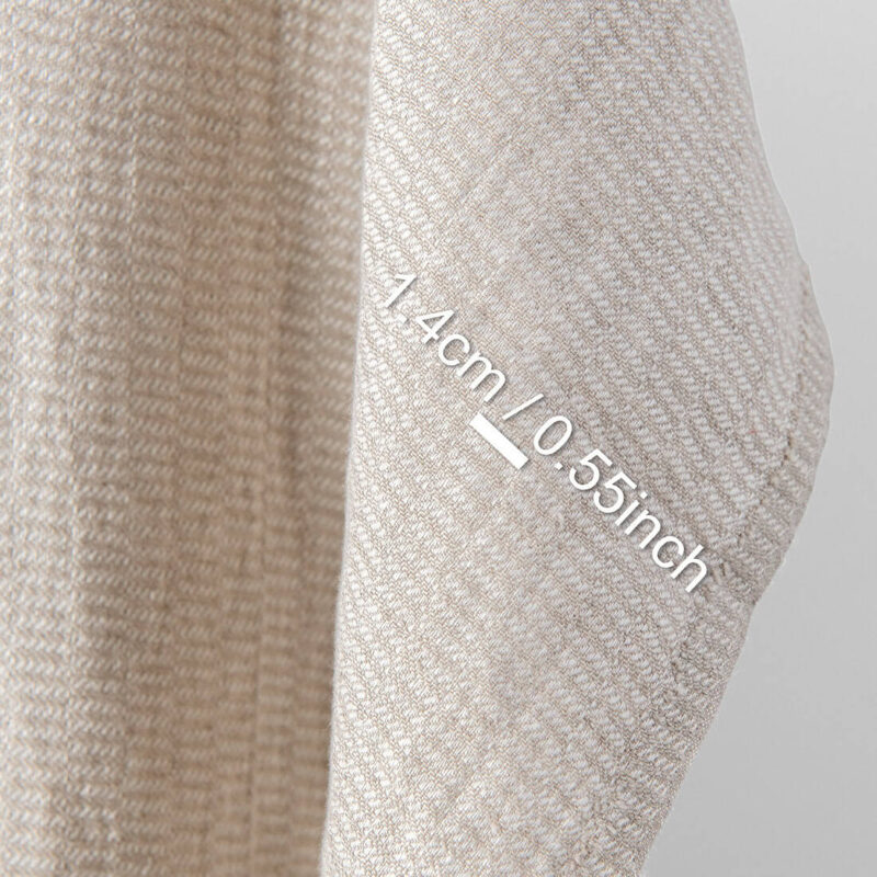 Linen fabric natural and white twill checks, washed, with measurements